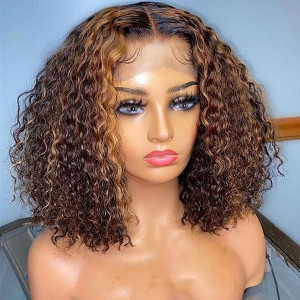 Top Sale Bouncy Curls 13*6 Lace Wigs Brazilian Virgin Human Hair Pre Plucked Hairline With Baby Hair (w008)