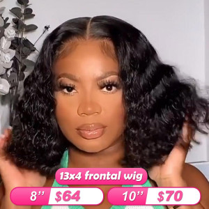 Summer Sale Newa Hair 13*4 Frontal Wigs Deep Wave Human Hair Bob Wigs (w004)