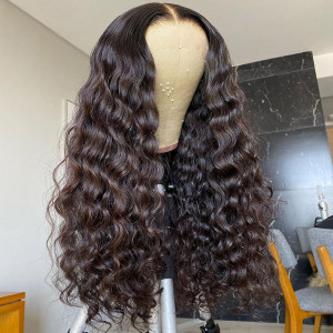 Glueless 13*6 Lace Wigs Water Wave Brazilian Virgin Human Hair Pre Plucked Hairline With Baby Hair (w026)